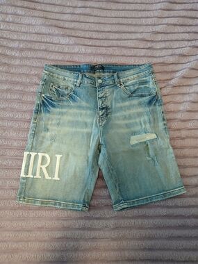 AMIRI Light Blue  Shorts with White Logo